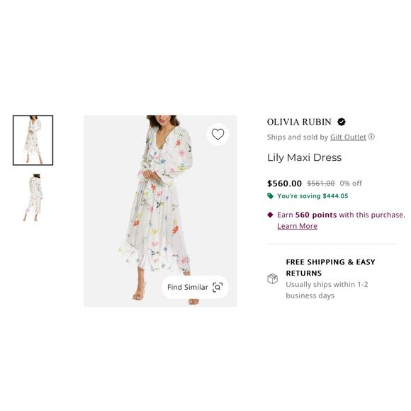 Olivia Rubin Lily White Chiffon Ruffle Floral Midi Dress 6 NWT $560 - Picture 5 of 12